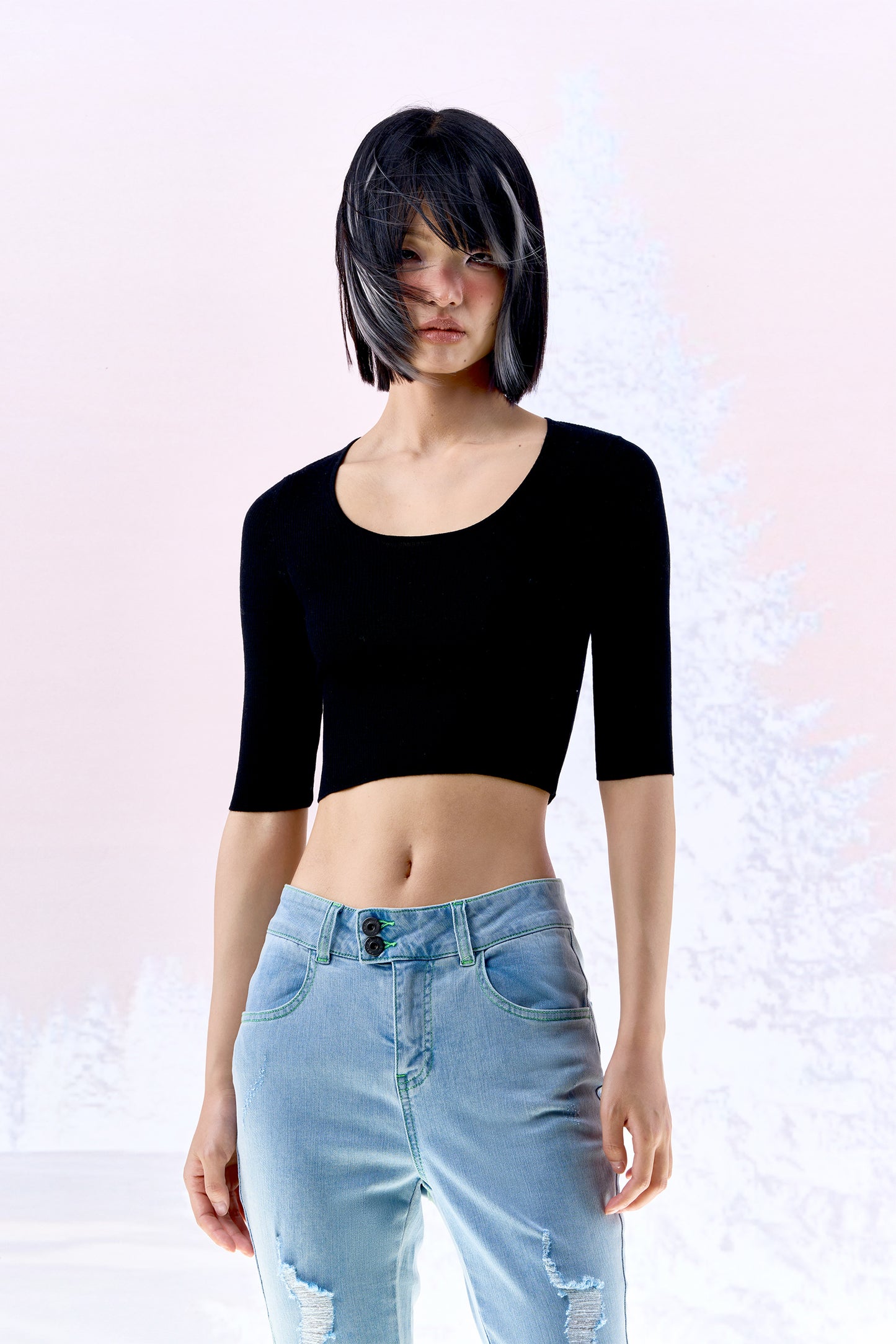 Minimalist worsted wool women's sweater