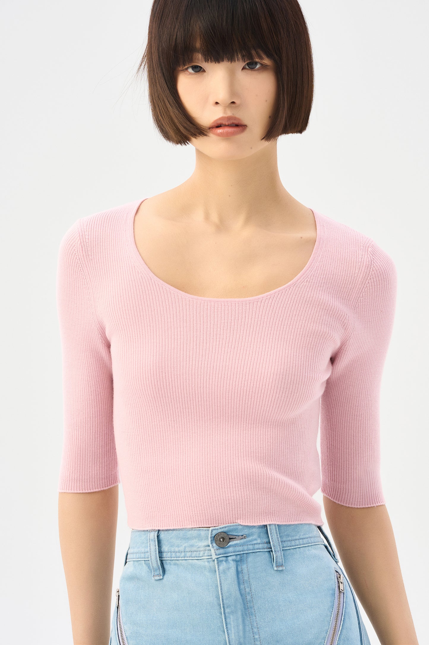 Minimalist worsted wool women's sweater