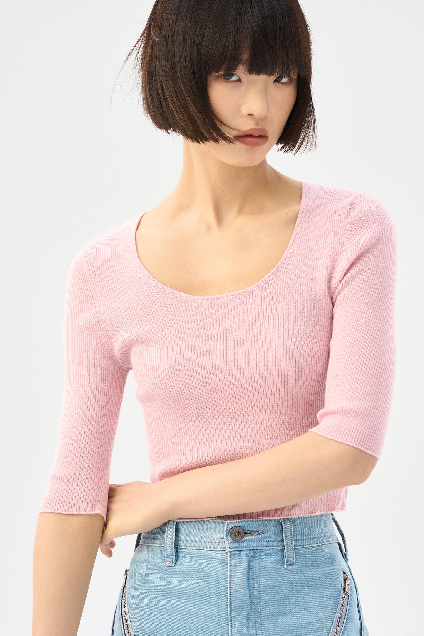Minimalist worsted wool women's sweater