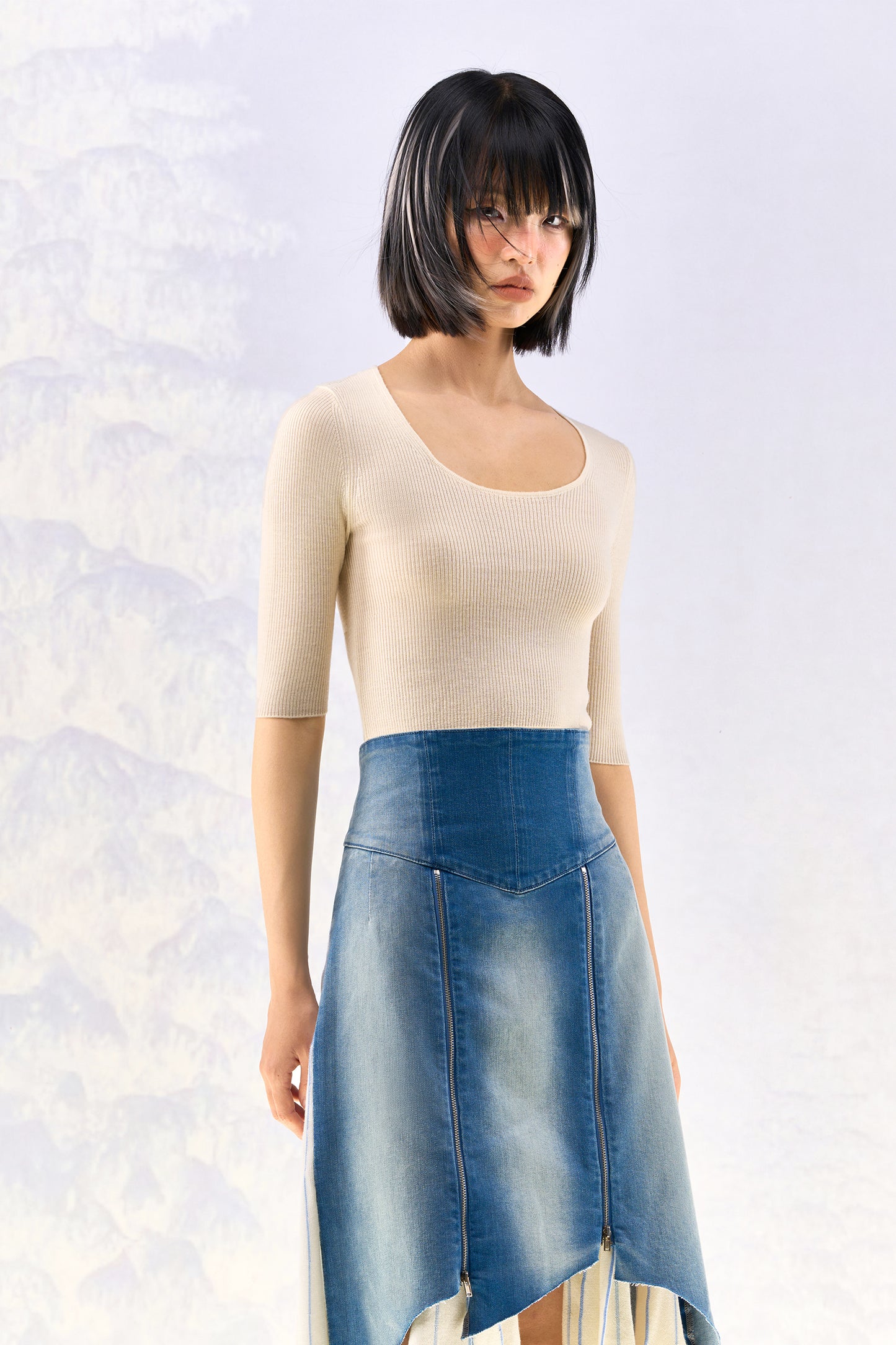 Minimalist worsted wool women's sweater