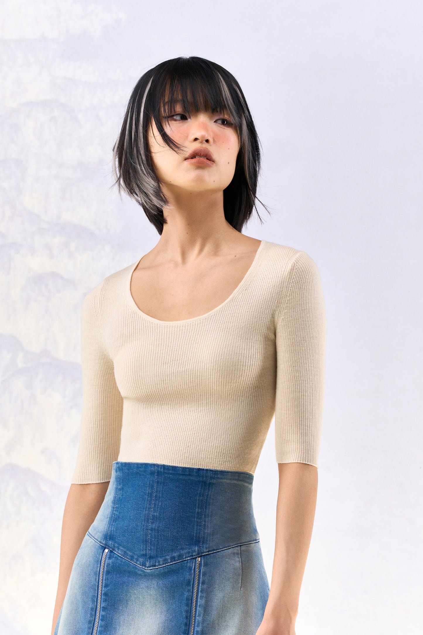 Minimalist worsted wool women's sweater