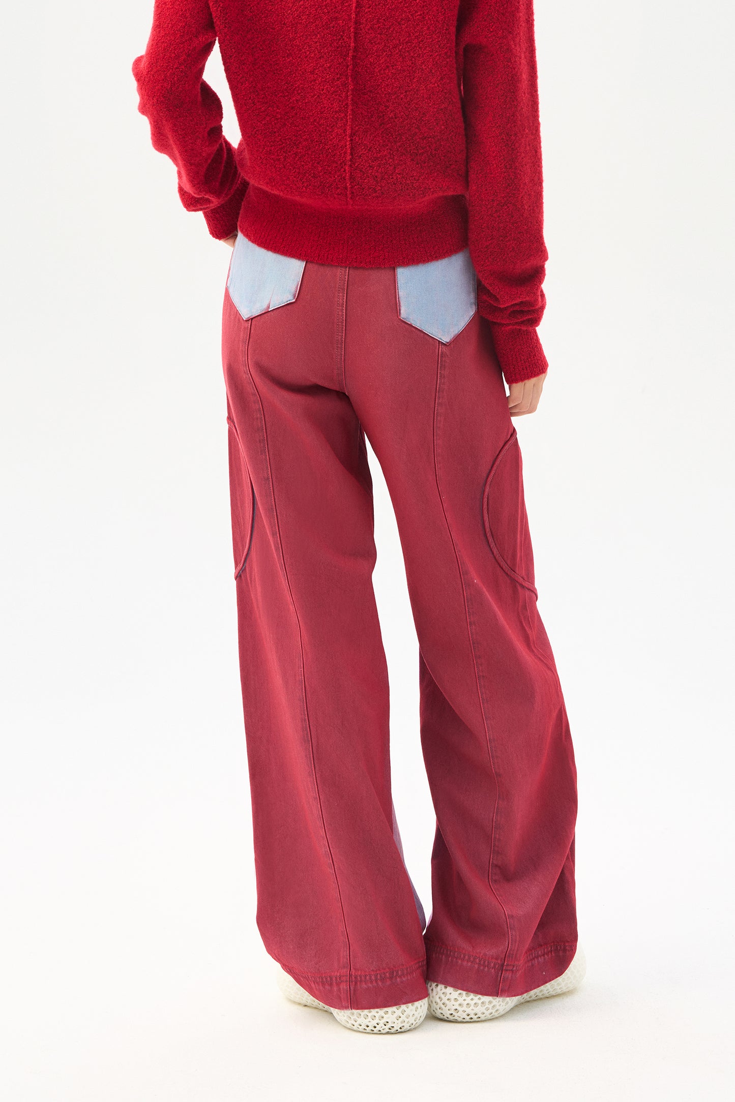 Gradient denim wide leg pants