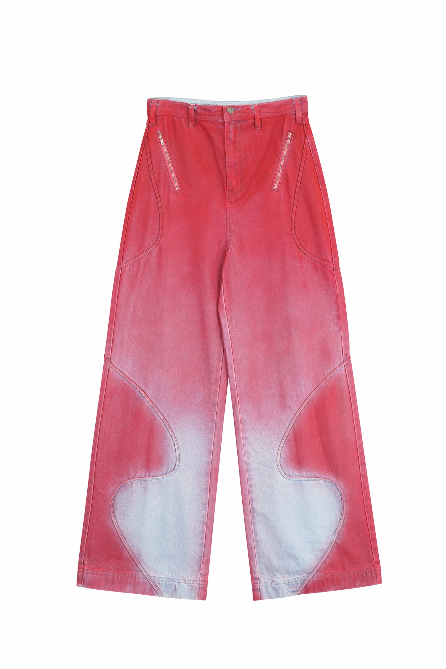 Gradient denim wide leg pants