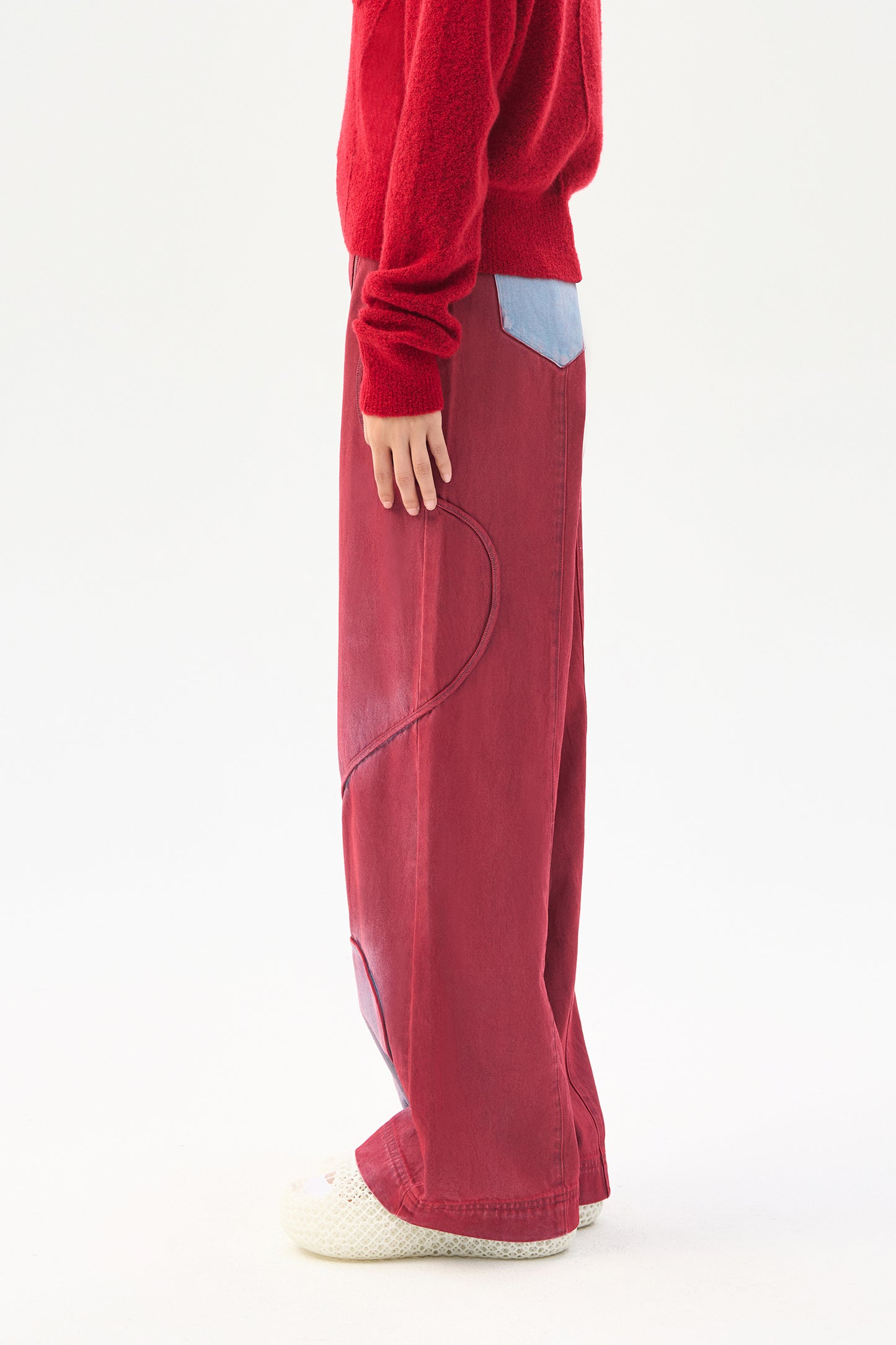 Gradient denim wide leg pants