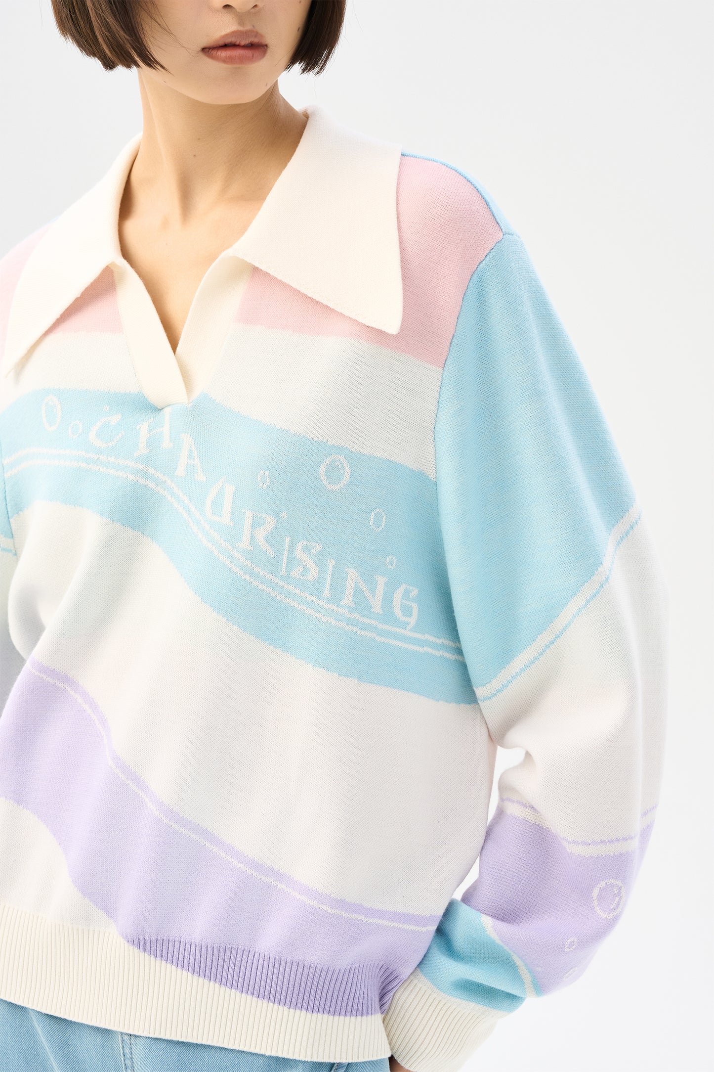 Colored striped wool polo shirt