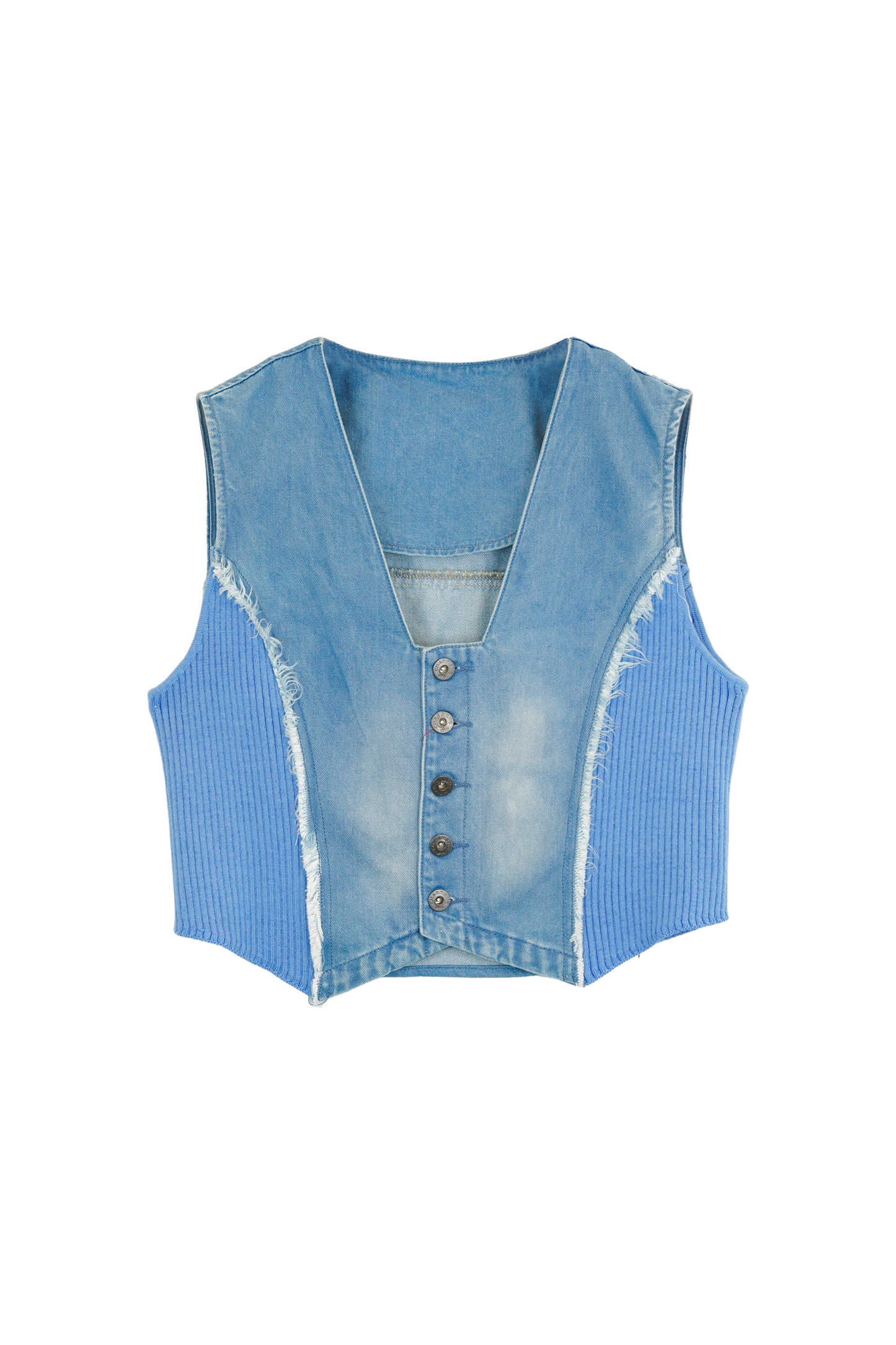 Wool patchwork denim vintage vest