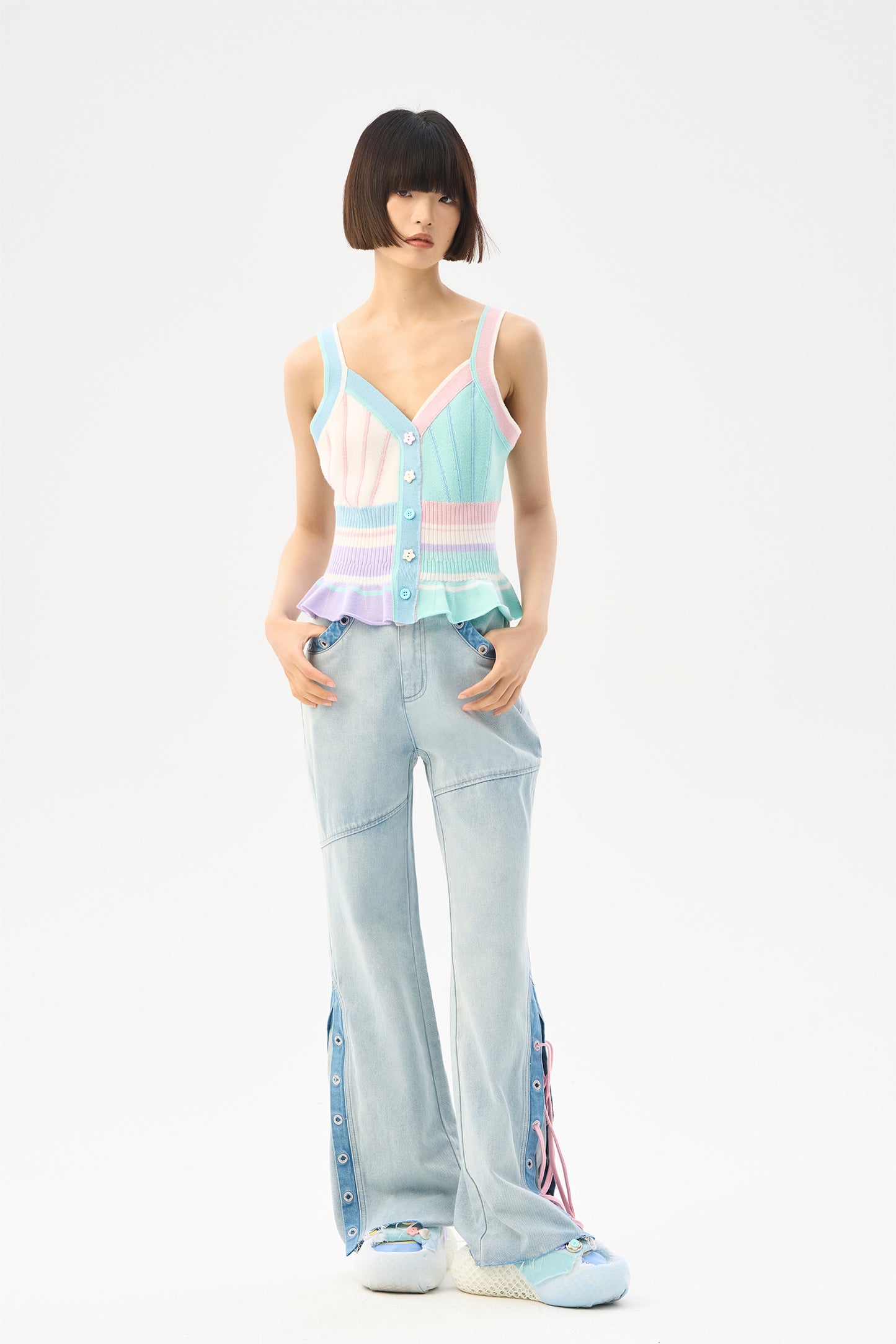 Colored striped wool vest