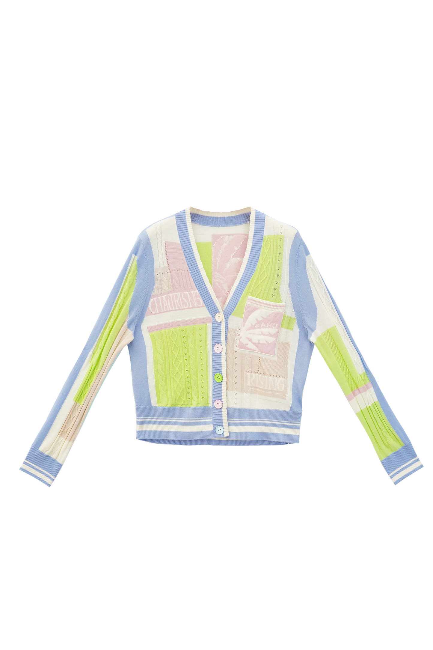 Edge collision colored patchwork wool cardigan