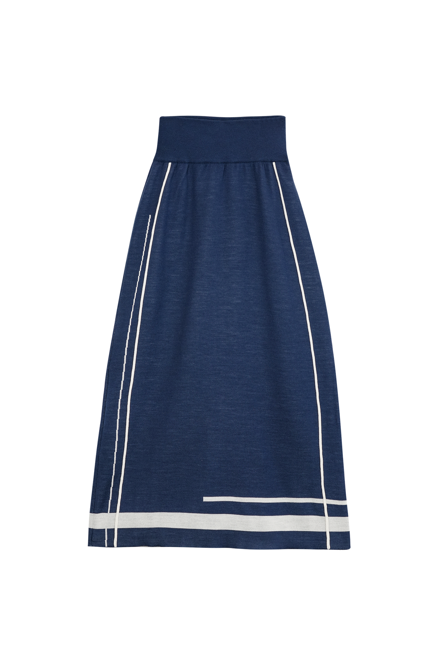 Striped wool straight leg skirt