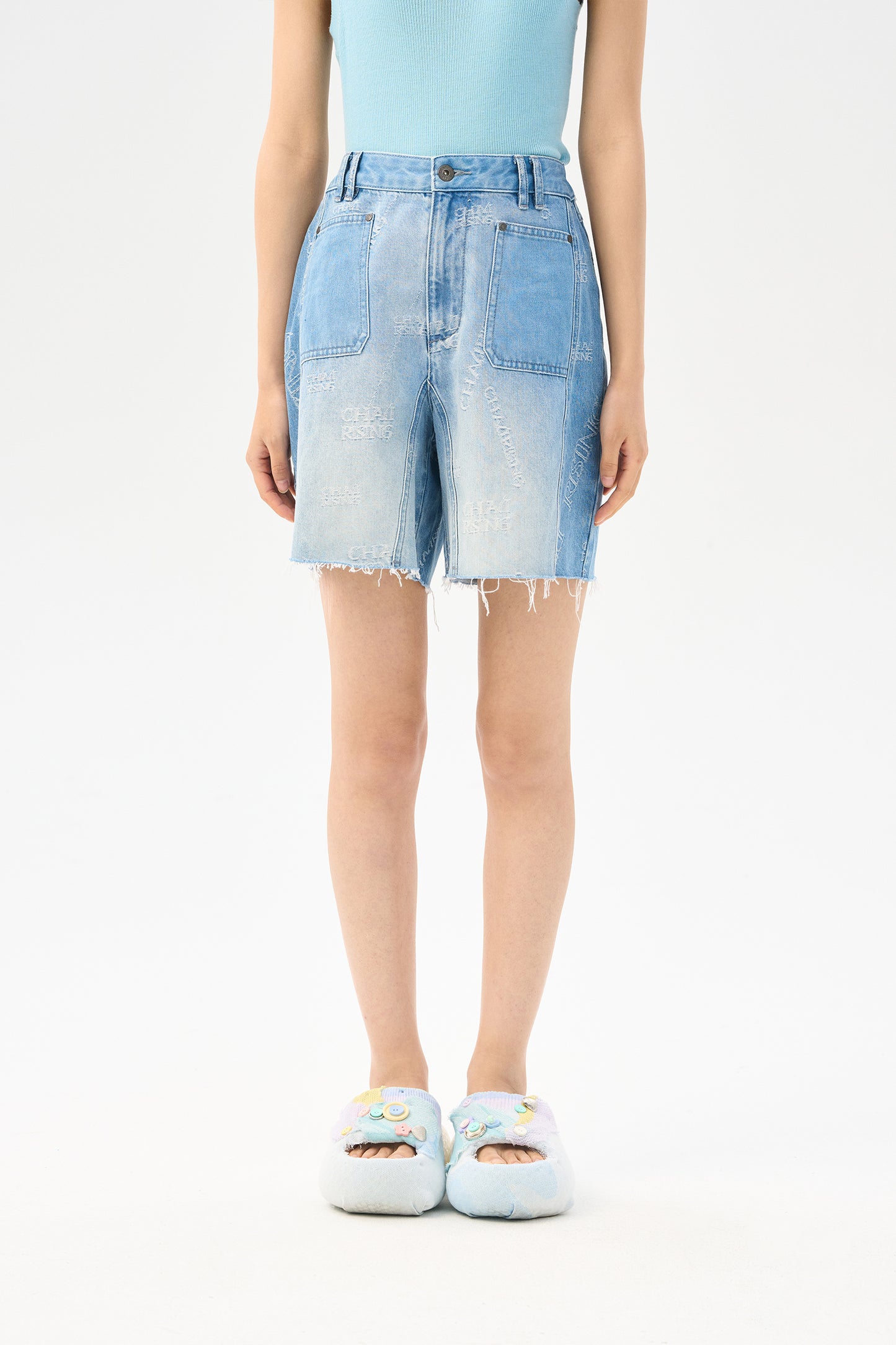 Logo retro denim shorts