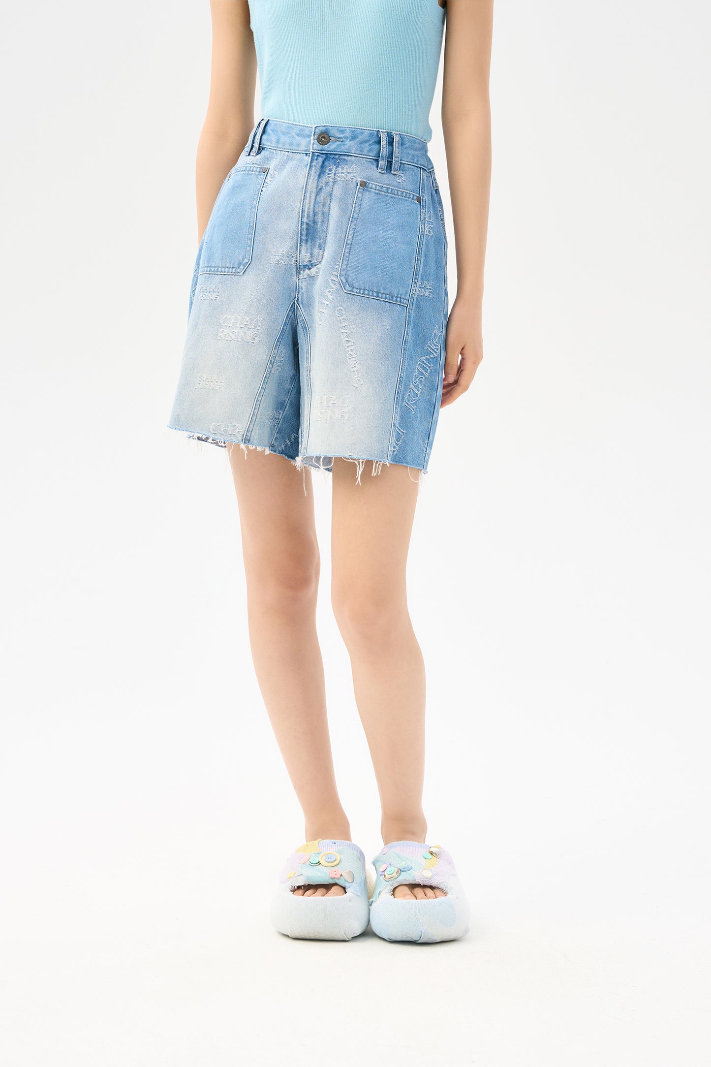 Logo retro denim shorts