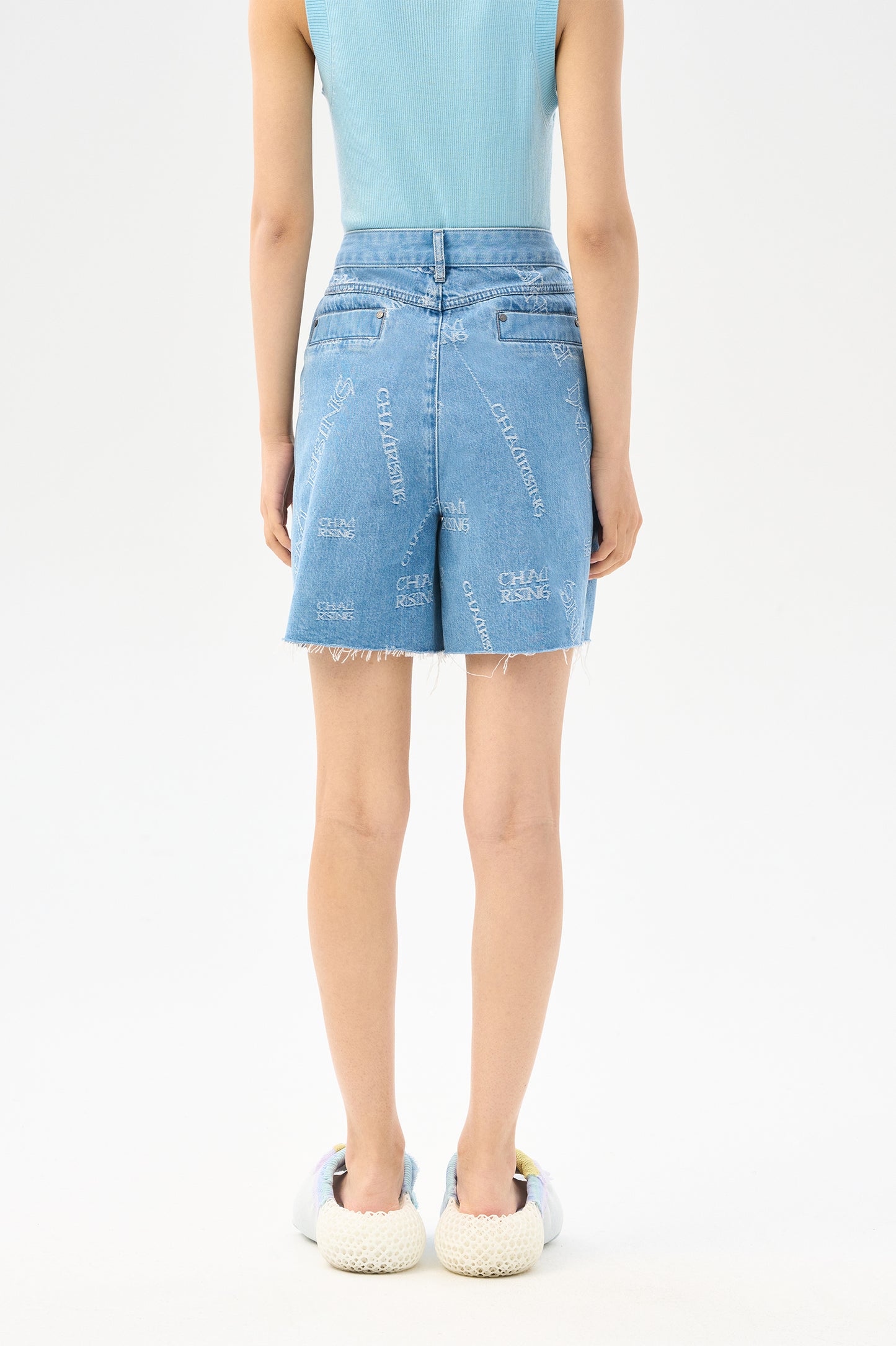 Logo retro denim shorts