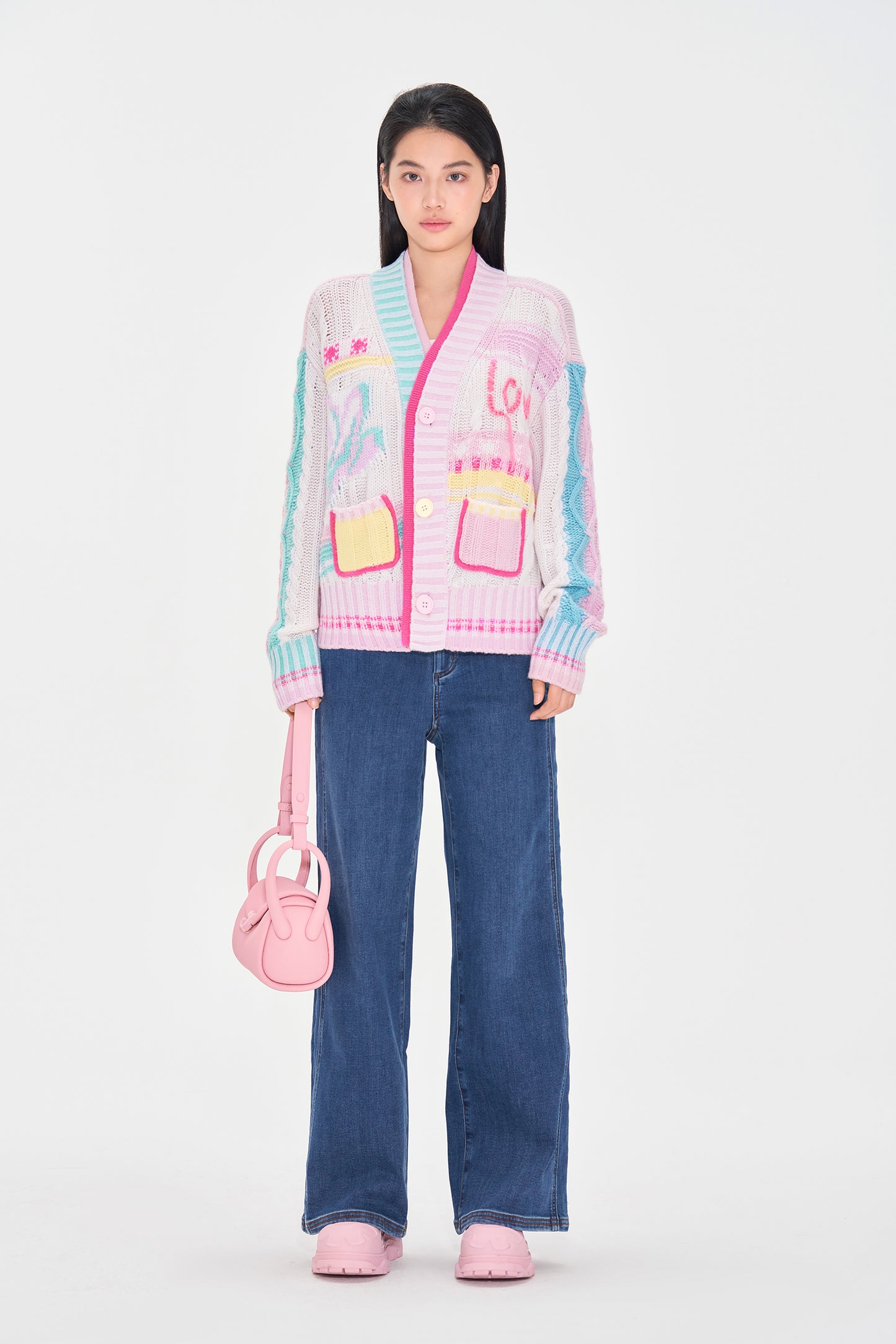 Sweet Double Placket Chunky knit Short Cardigan