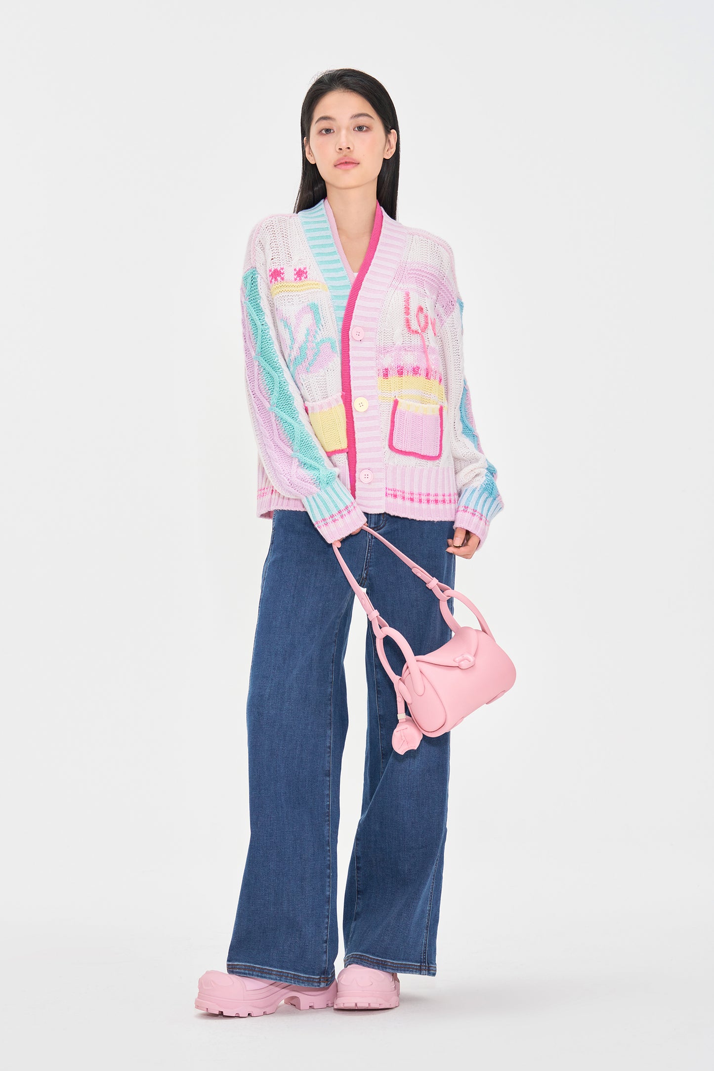 Sweet Double Placket Chunky knit Short Cardigan