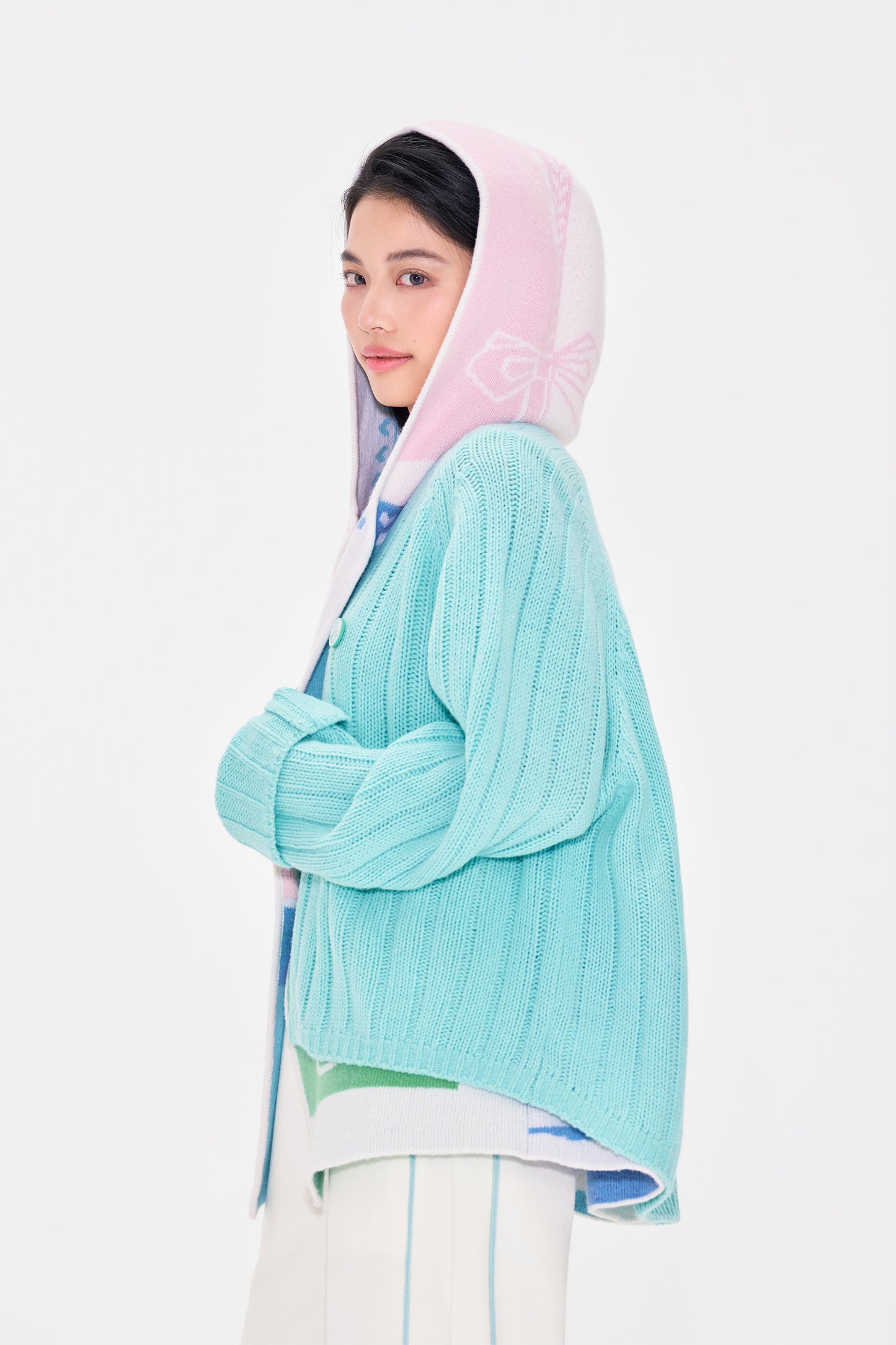 Cocoon shaped Wool Chunky knit Cardigan