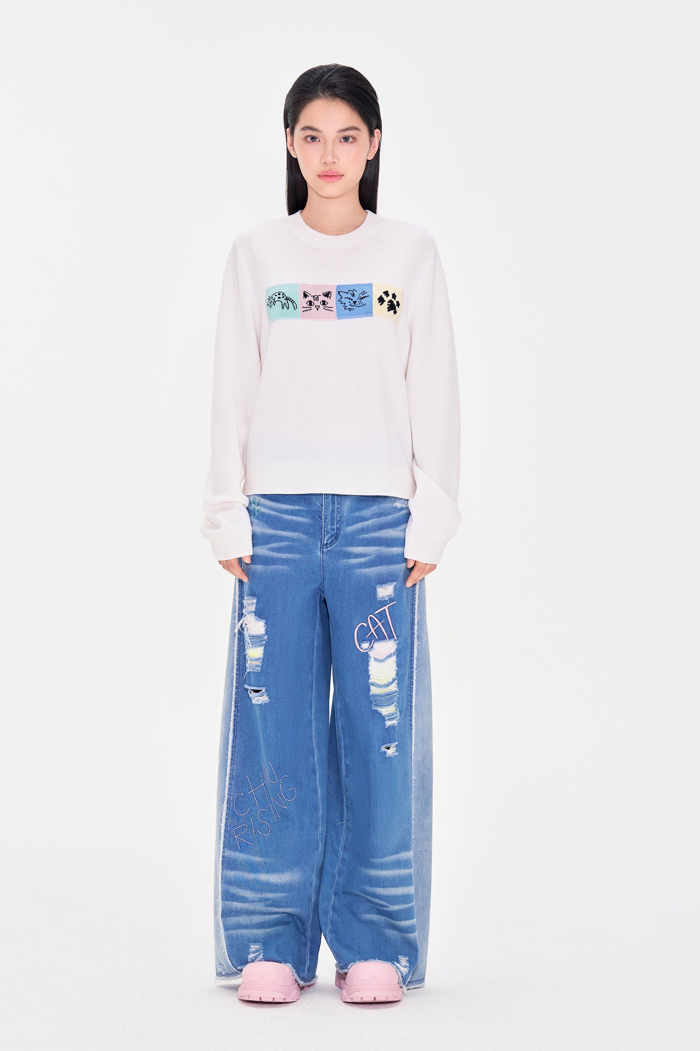 Cat themed Thick Wool Round neck Pullover