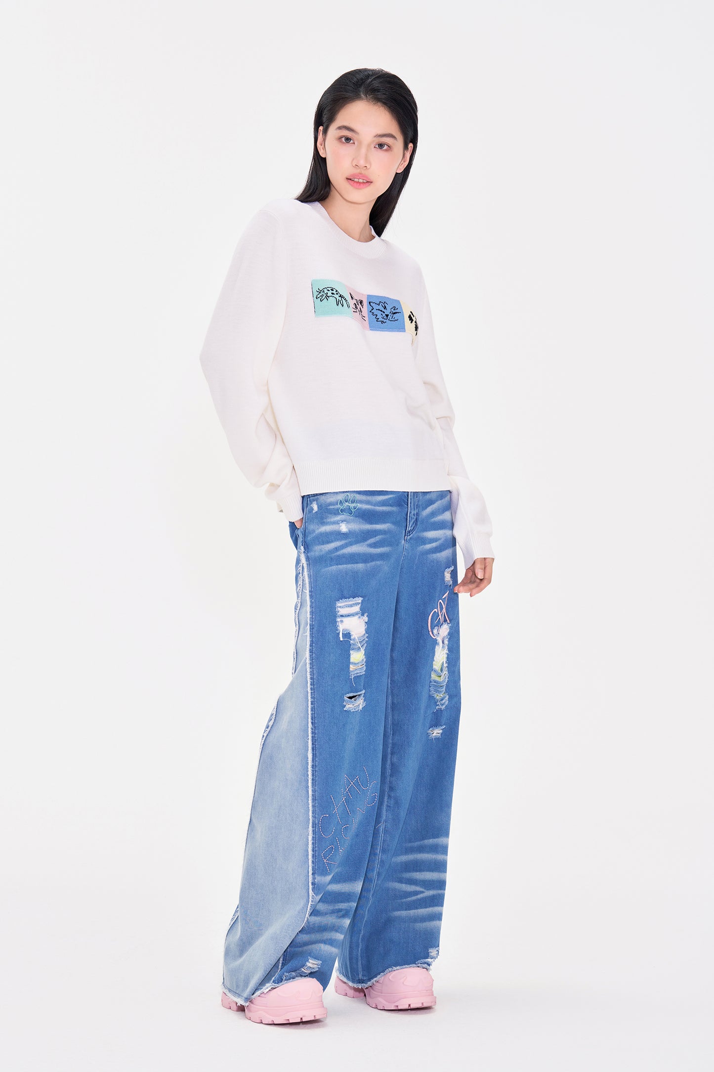 Cat themed Thick Wool Round neck Pullover