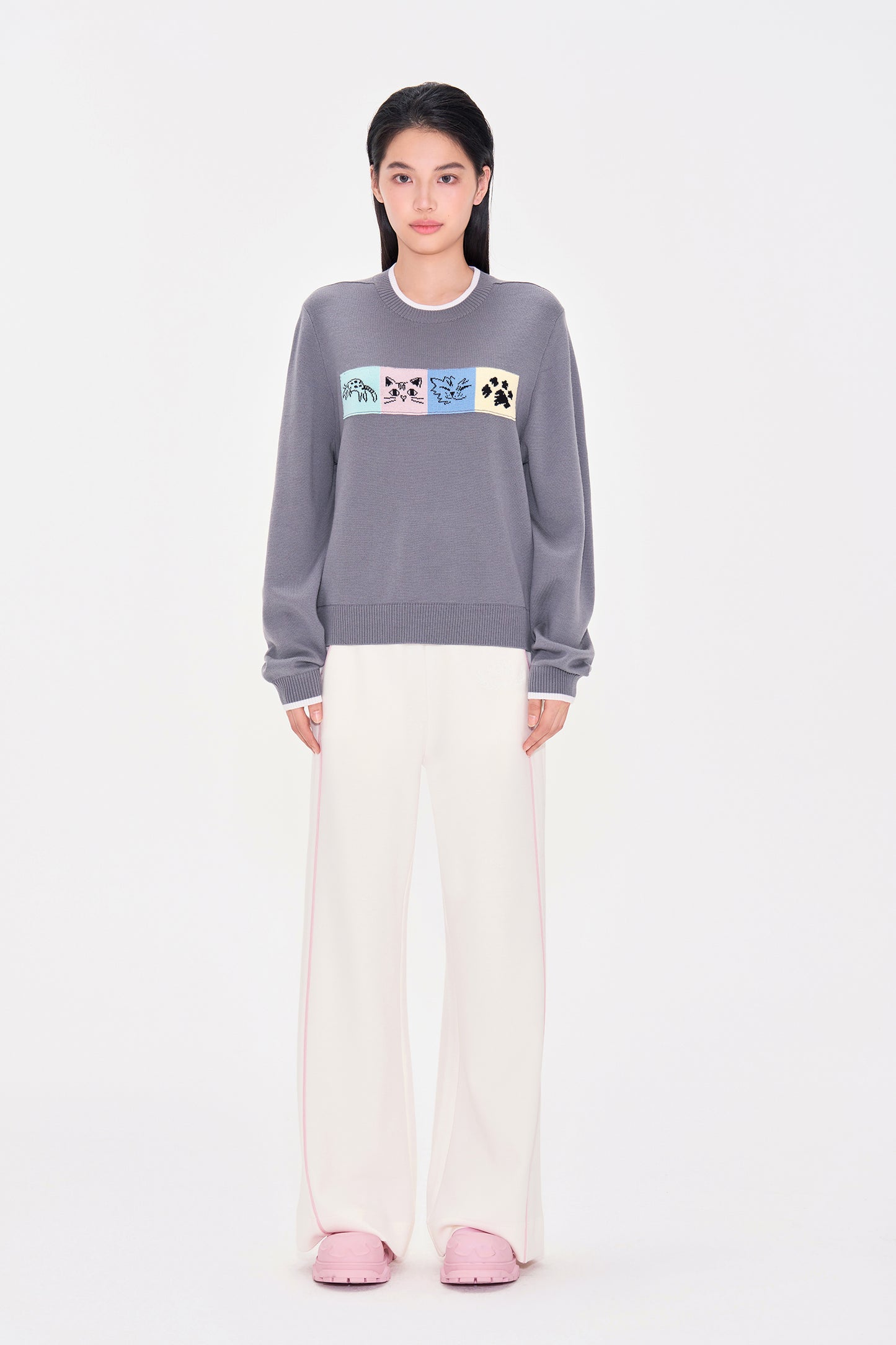 Cat themed Thick Wool Round neck Pullover