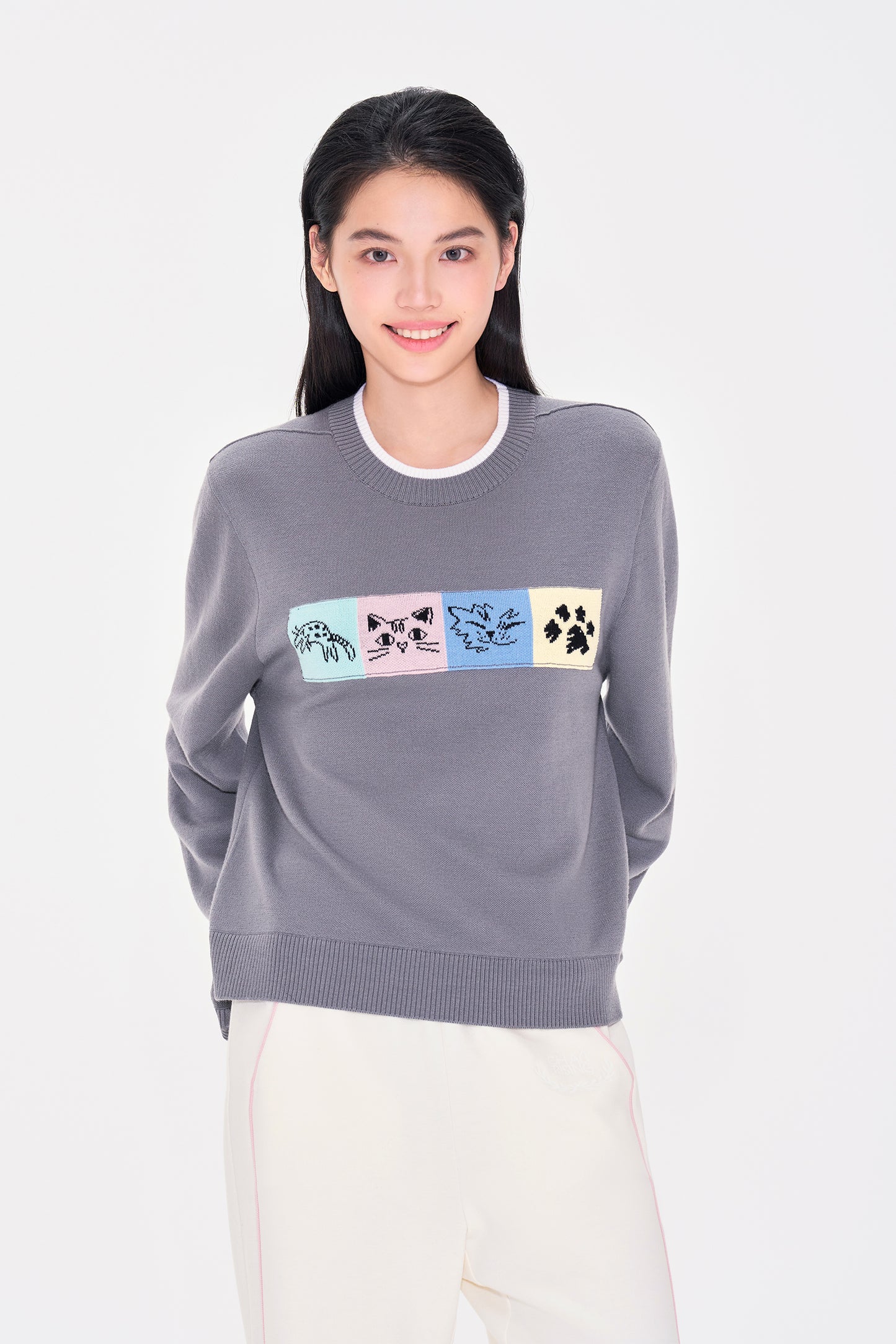 Cat themed Thick Wool Round neck Pullover