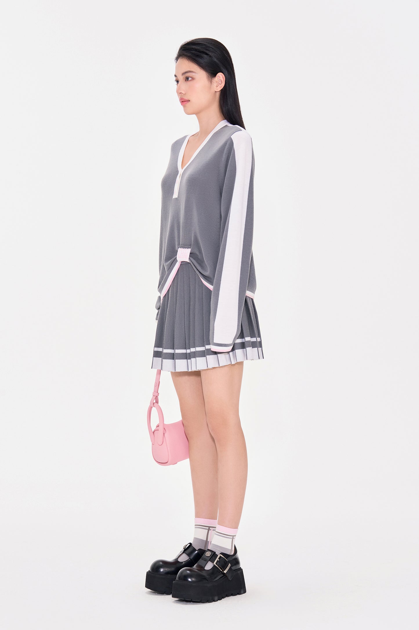 College style Color trimmed Wool Base Layer Shirt