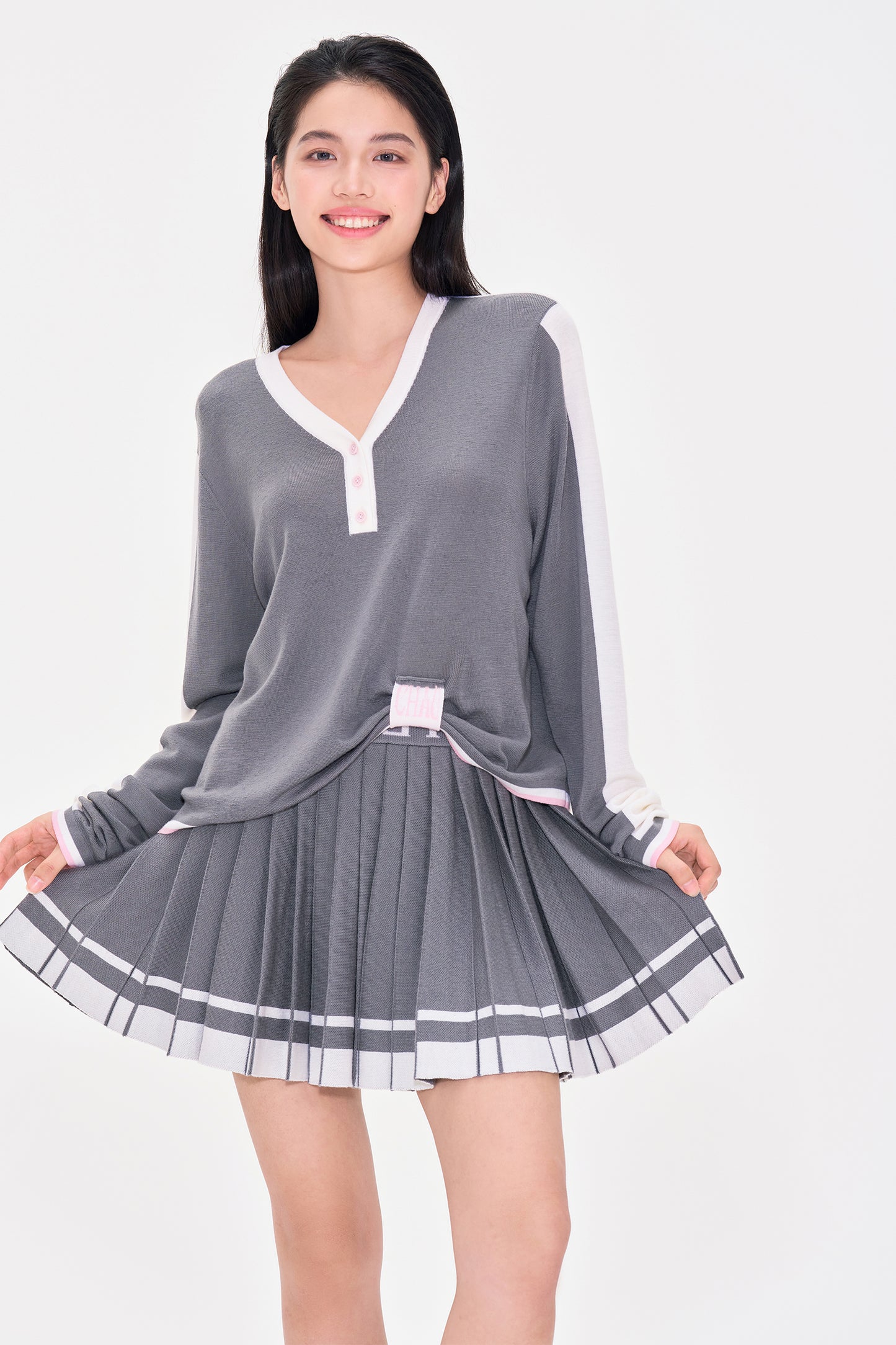 College style Color trimmed Wool Base Layer Shirt