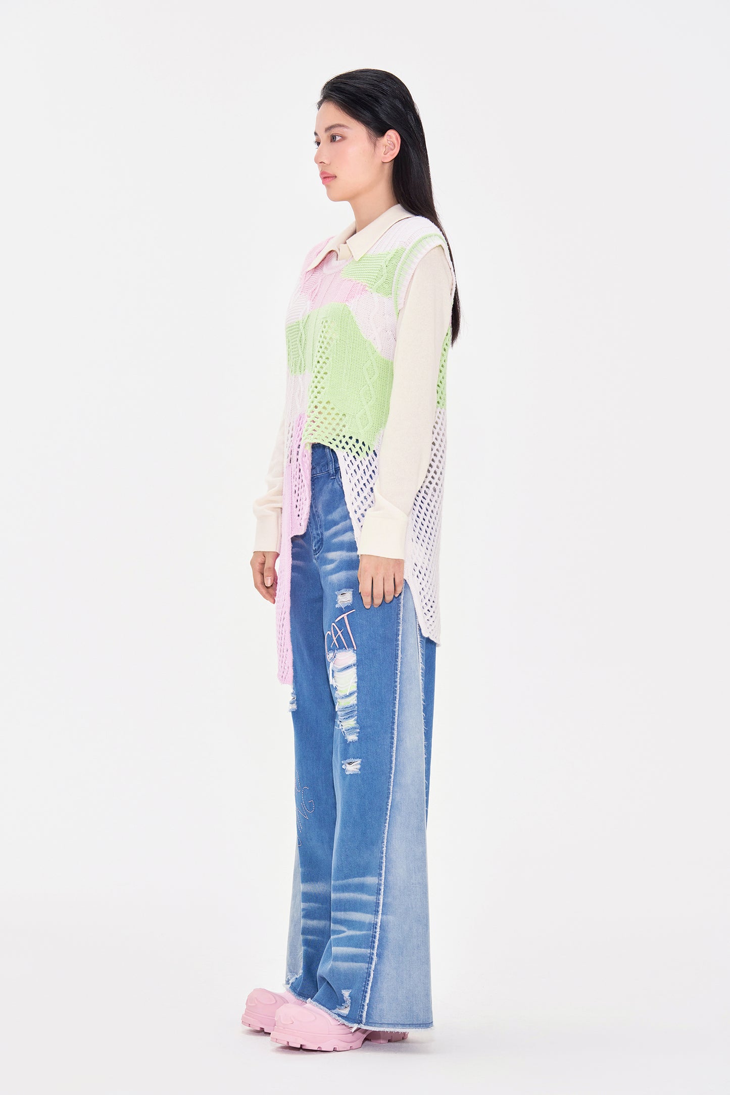 Irregular Mesh Wool Vest
