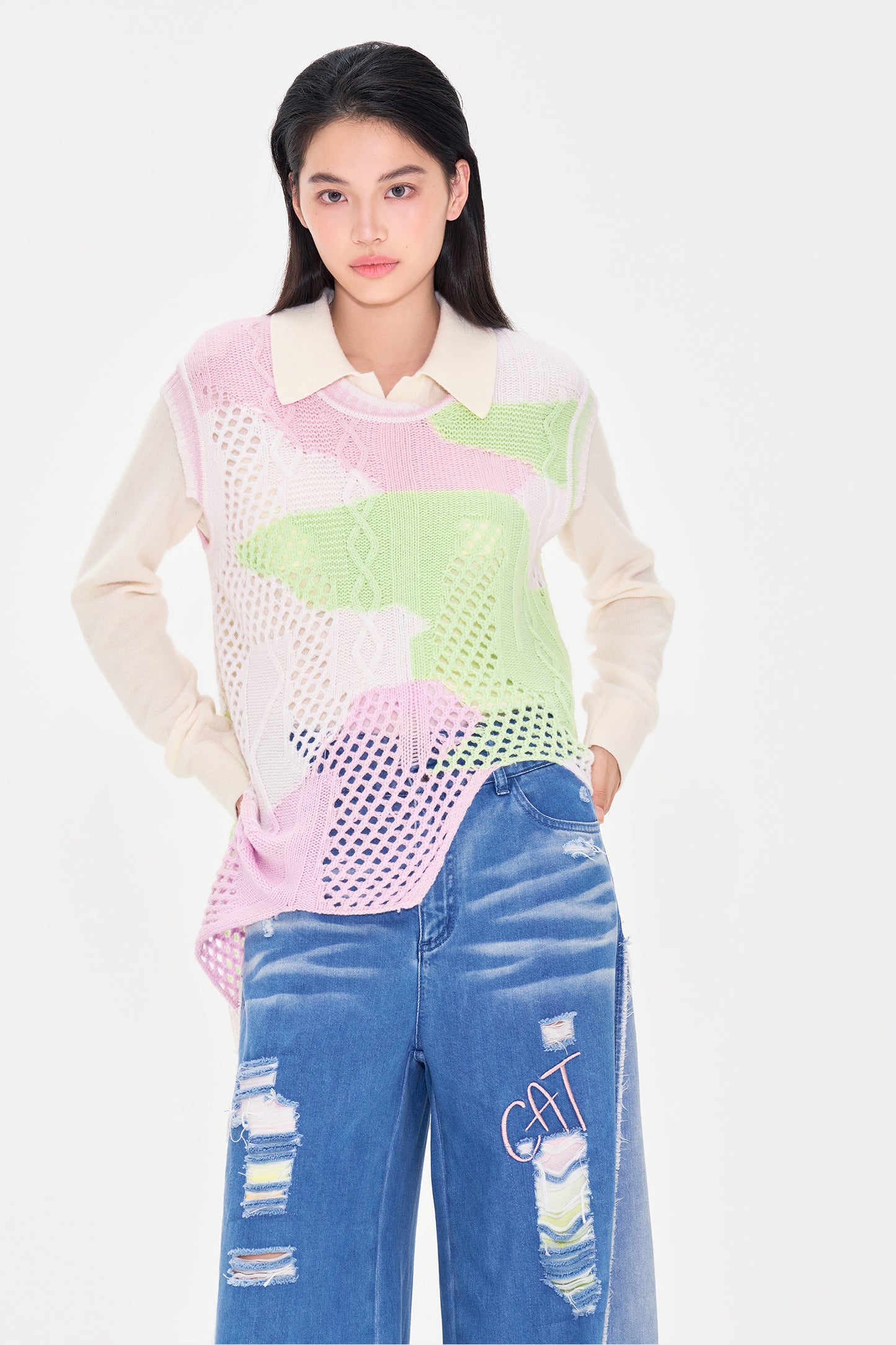 Irregular Mesh Wool Vest