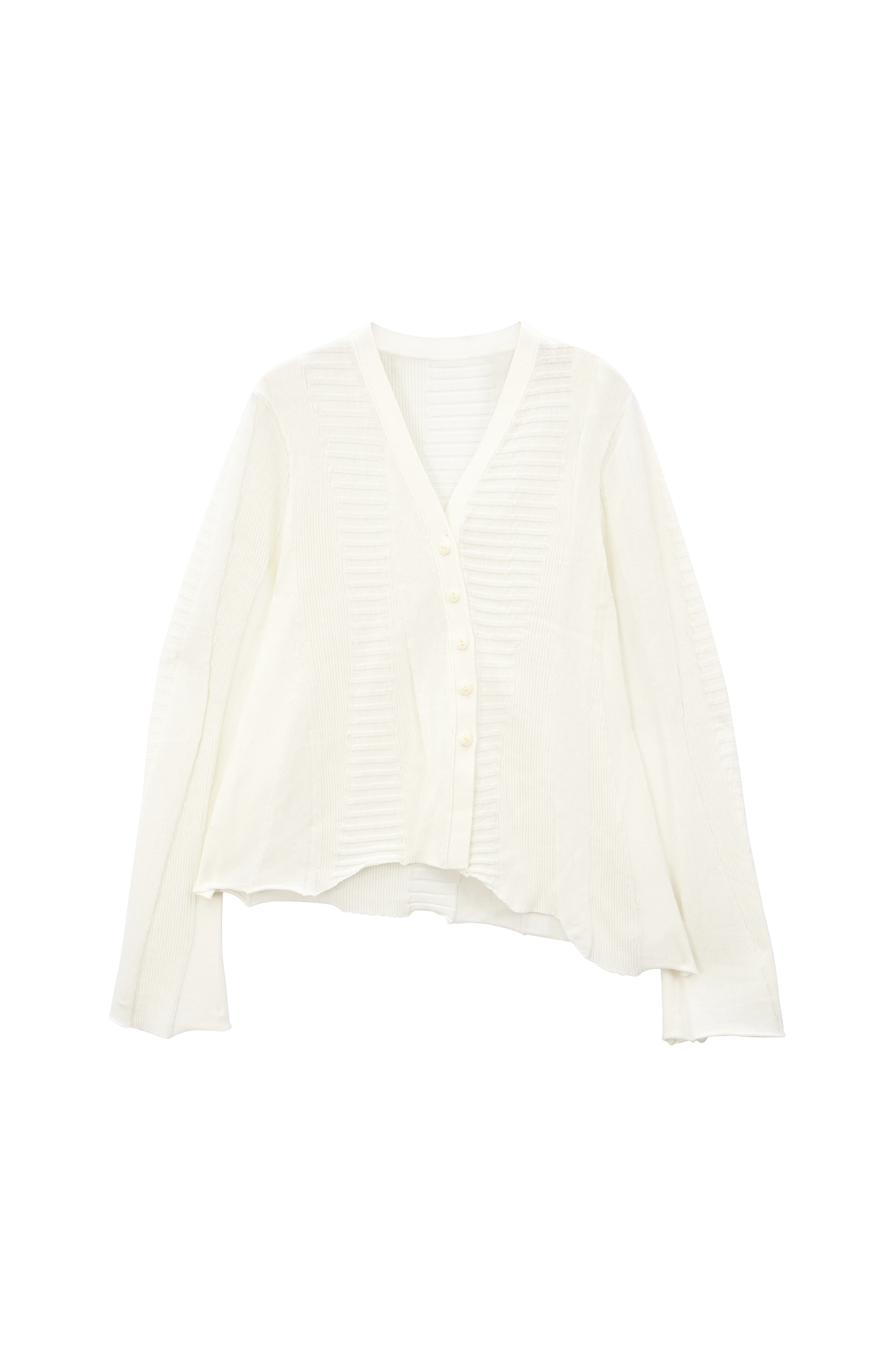 Irregularly Buttoned Wool Long sleeved Cardigan