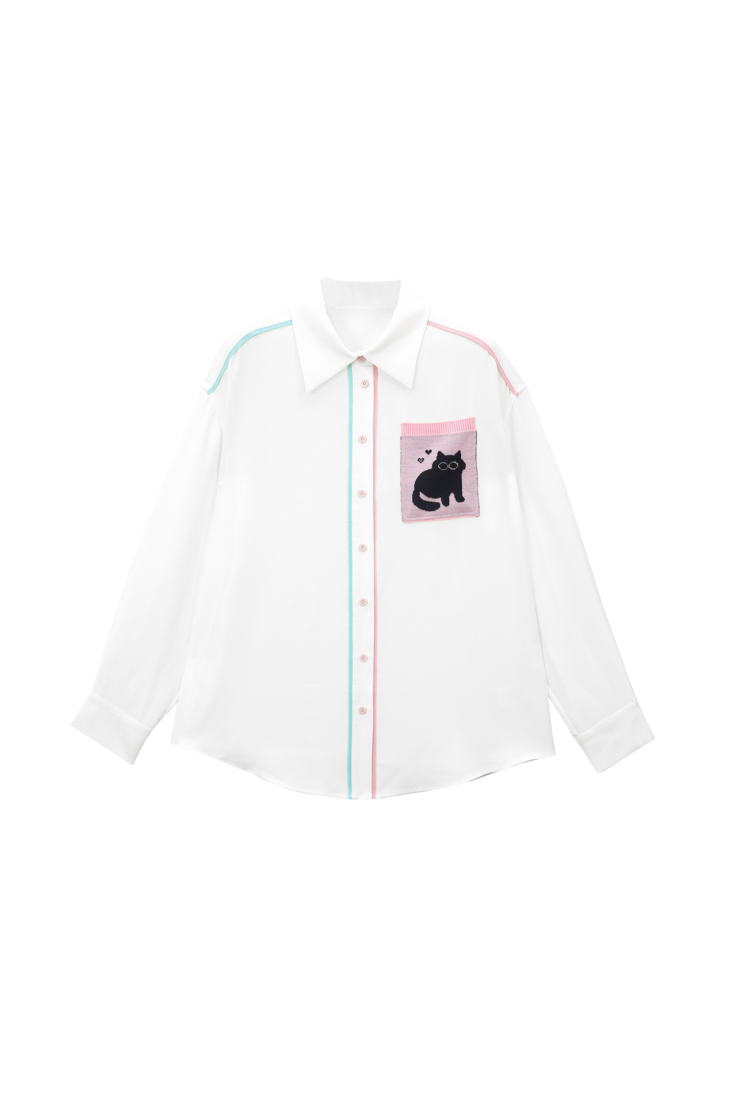 Wool Patch Pocket Color trimmed Silk Shirt
