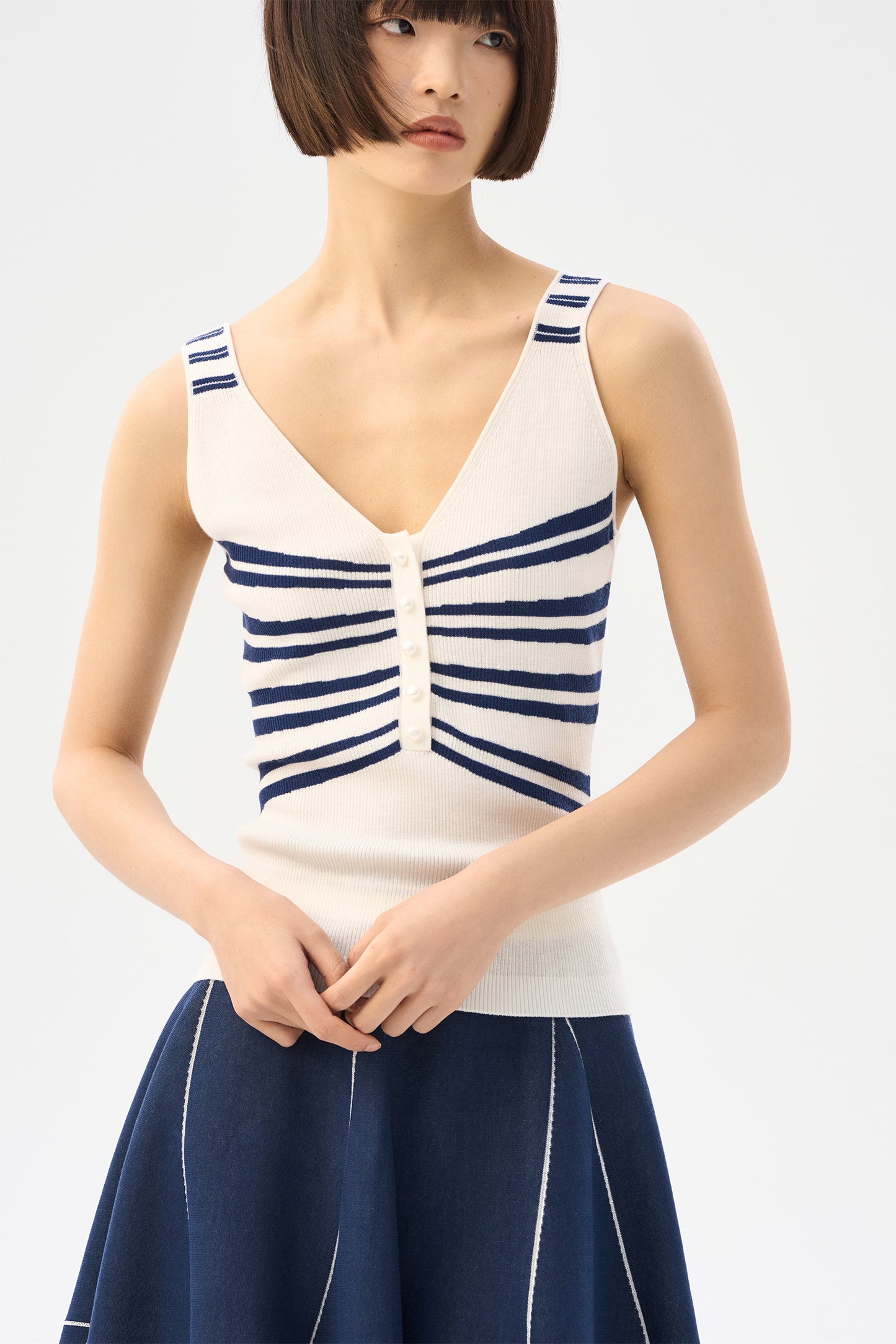 Navy style striped wool camisole