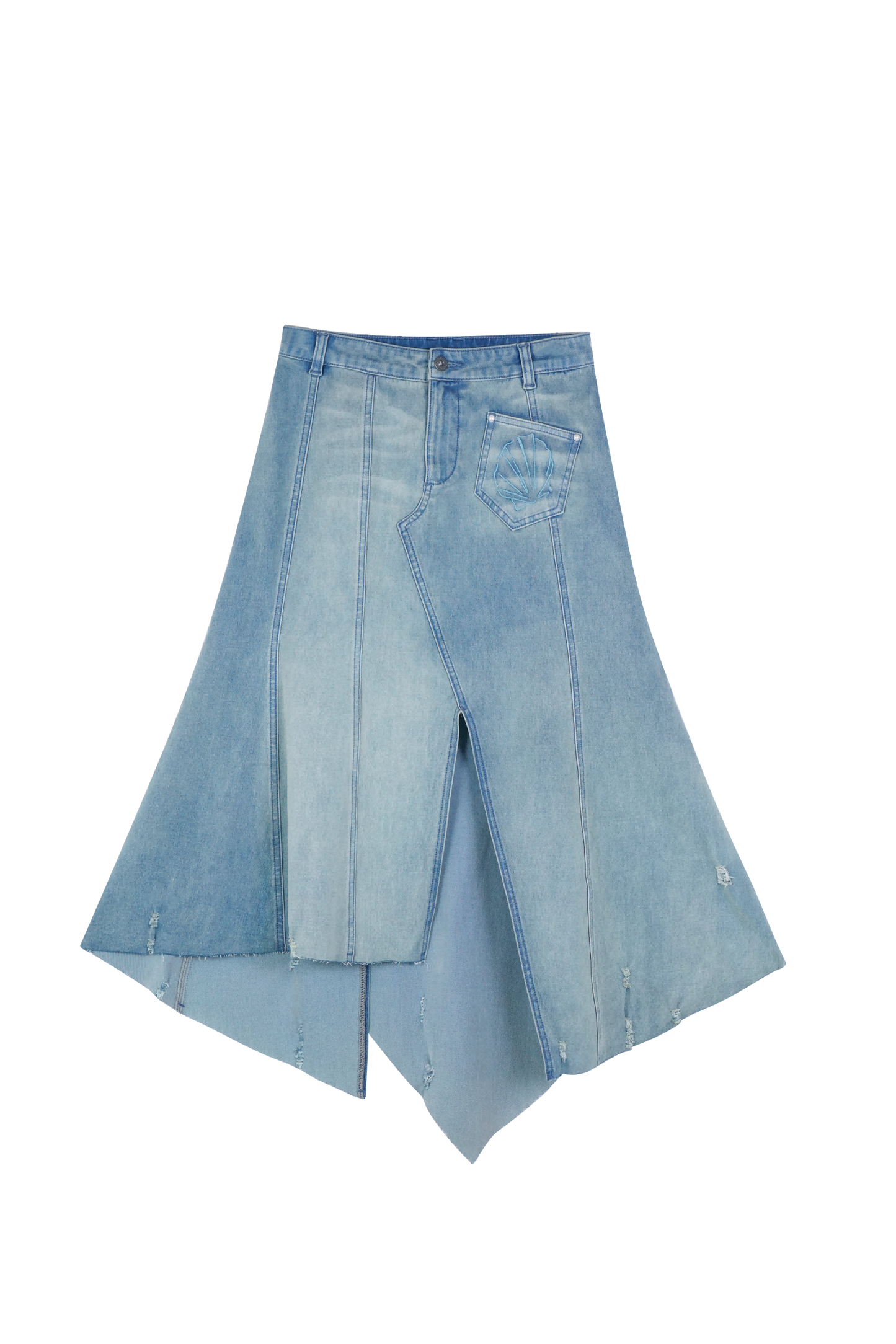 Irregular retro denim A-line skirt