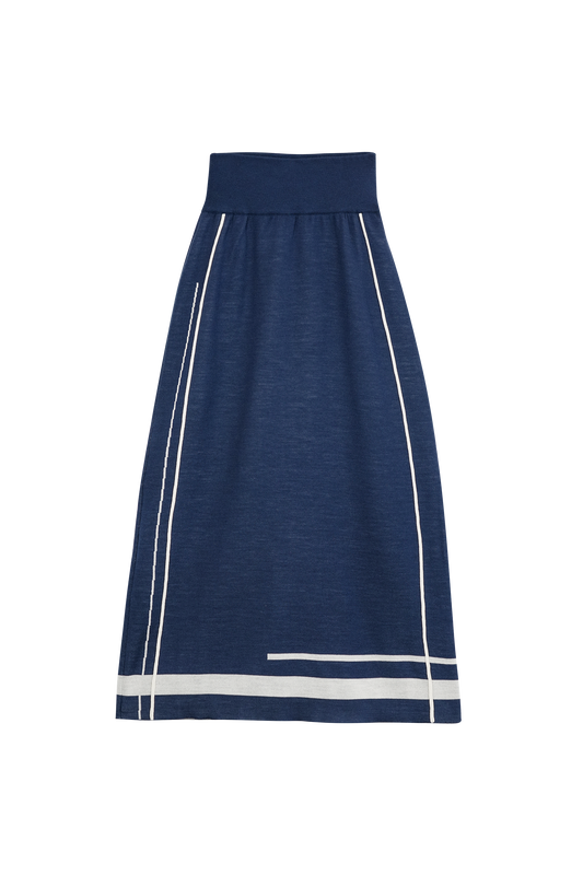 Striped wool straight leg skirt